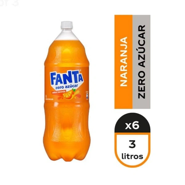 FANTA NARANJA ZERO DESECHABLE 3LT X6