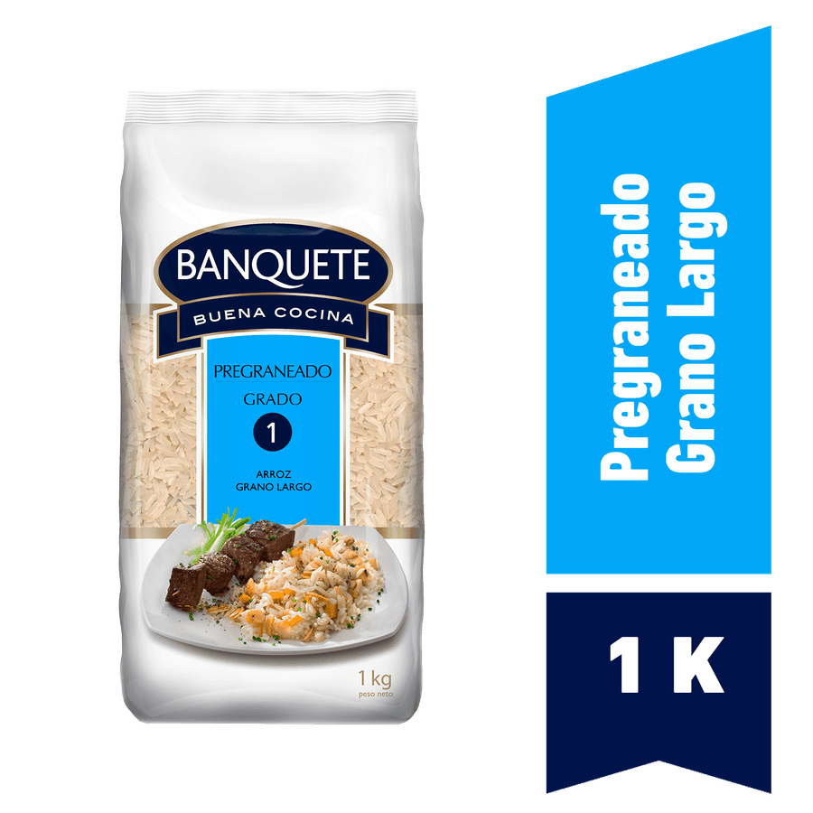 ARROZ GRADO 1 BANQUETE GRANO LARGO PREGRANEADO 1KG