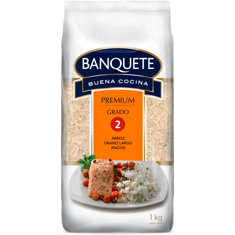 ARROZ GRADO 2 BANQUETE PREMIUM GRANO LARGO Y ANCHO 1 KG