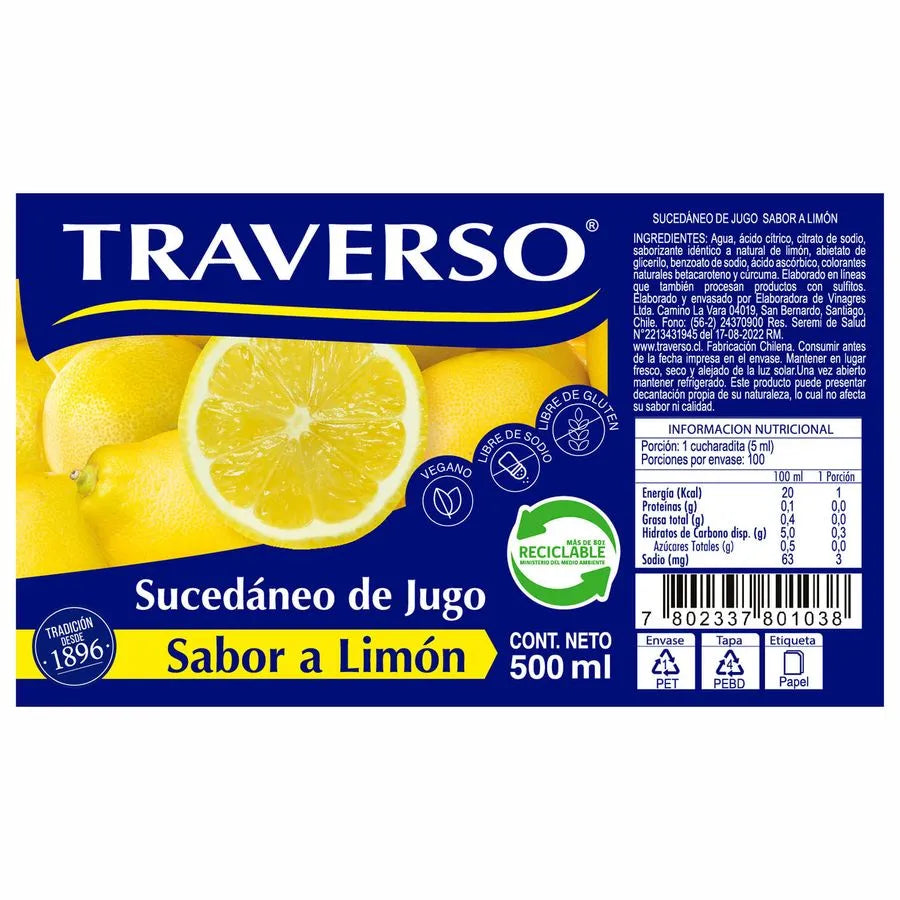 SUCEDÁNEO DE LIMÓN TRAVERSO 500ML