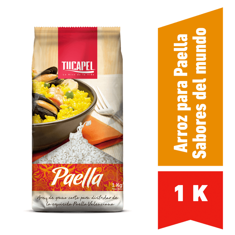 ARROZ ESPECIAL TUCAPEL GRADO 1 PAELLA GRANO CORTO 1KG