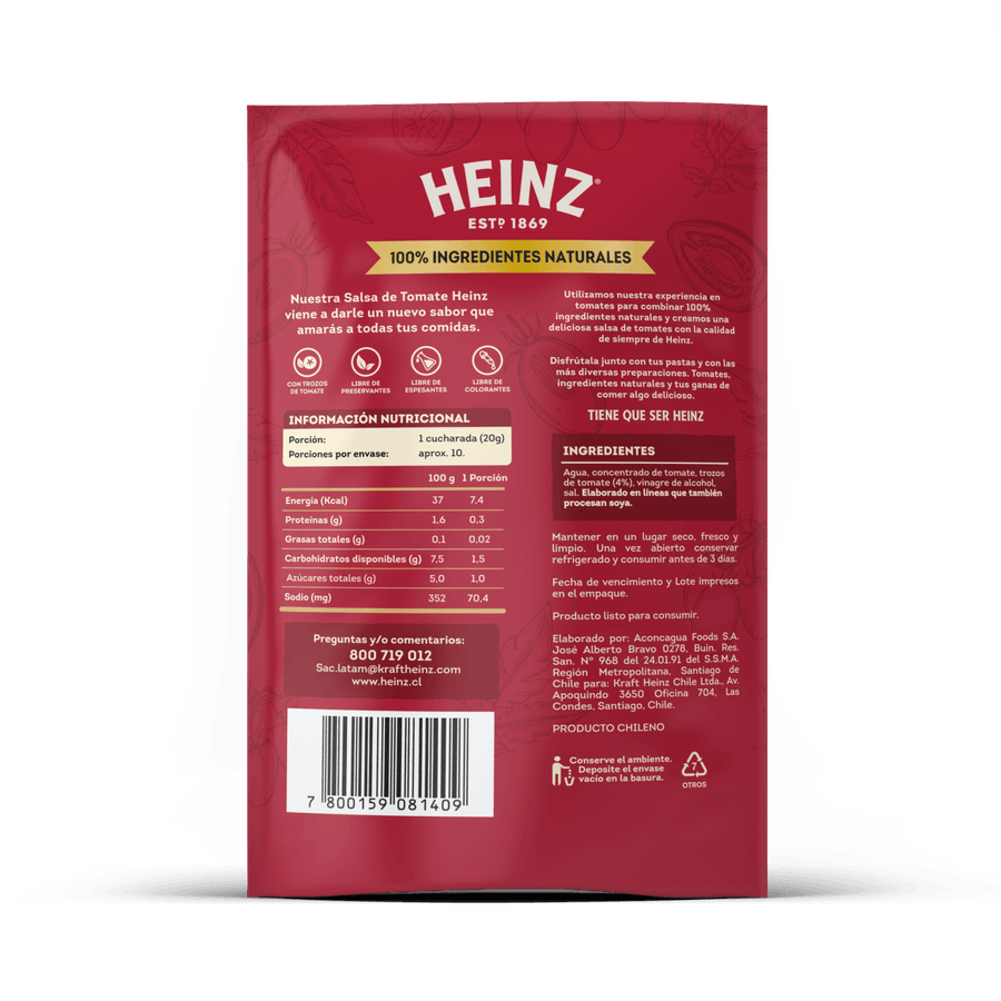 Salsa de Tomate Heinz Natural 200 g